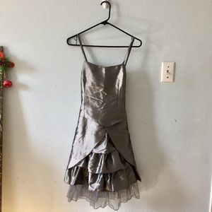 Silver Gray Romantic Ruffle Layer Dress